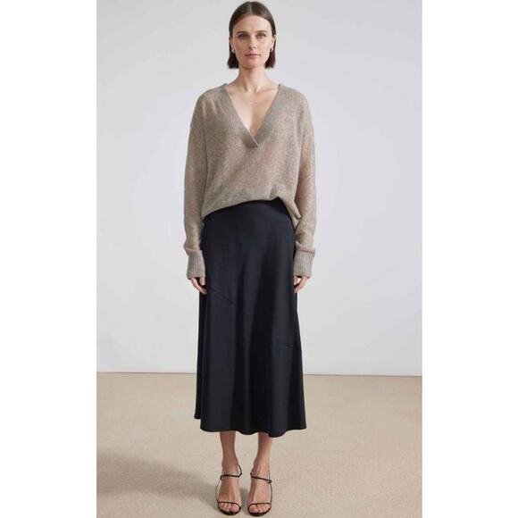 APIECE APART Ami Slip Skirt High Waist A-Line Flare Midi Maxi Black - Picture 2 of 12